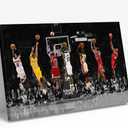 Basketball Legends Canvas Wall Art Iconic Basketball Superstar Shooting Artwork Poster Print Inspirational Sports Wall Art for Basketball Fans Boys Bedroom Gaming Room Home Office Framed 12"x16"