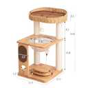 Wood Cat Tree for Large Cats, Modern Cat Tree Tower with Wide Shelves Cotton Scratching Posts, Super Sturdy Base, Cozy Perches, and Interactive Toys for Indoor Kittens 31-Inch