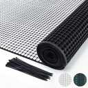 PotatoLife Plastic Hardware Mesh Netting, Garden Netting, Temporary Fence, Tree Guards, Safety Net for Balcony, Deck, Stair Railing, Animal Barrier, Poultry, Deer, with 50 Zip Ties, 40'' x 25', Black