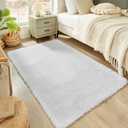 Floralux White Fluffy Rugs for Bedroom Living Room 4x6 Rug, Soft Fluffy Fuzzy Carpet, Shag Plush Carpets for Nursery Kids Room