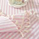 meioro Striped Square Tablecloth, Cotton Blend Fabric Pink Table Cloth with Tassel, Washable Wrinkle Free Table Cover Cute Small Tablecloths for Mahjong Card Coffee Tables and Outdoor - 36 x 36 Inch