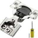 Ravinte 2 Pack 1 Pairs 3/8 inch Overlay Cabinet Hinges Kitchen Soft Close Cabinet Hinges Hidden Door Hinge for Kitchen Cabinet Hinges Stainless Steel Adjustable Hinges Satin Nickel Cabinet Hardware