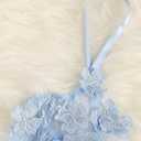 Floerns Women's Sexy Applique Lace Underwire Bra Top and Thong Lingerie Set (Blue, L)