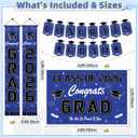 Graduation Decorations Blue and White 2026, Class of 2026 Graduation Party Decorations Set with Backdrop, Tablecloth, Congrats Grad Banner, Porch Banners, Centerpieces & Balloons