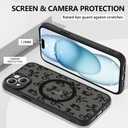 ZIYE Magnetic Case for iPhone 15 Plus 6.7 Inch [Compatible with MagSafe] Hard PC and Soft TPU Case with Black Bow Butterflies Anti-Scratch Shockproof Protection Phone Cover for Women - Black