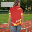 Game Day Shirt Women: Team Fan T-Shirt Cute Football Heart Graphic Tees Casual Season Short Sleeve Tops (Red, M)