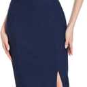 Kate Kasin Women's Bodycon Pencil Skirt with Belt Solid Color Hip-Wrapped