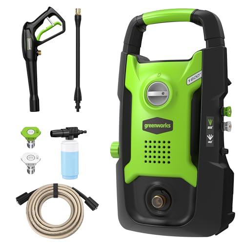 Greenworks Compact Electric Pressure Washer, 1.2 GPM (CSA Certified, Lightweight, 20 FT Tangle-Free Hose, 35 FT Power Cord) Great For Cars, Fences, Patios, Driveways, Decks and Patios (Green)