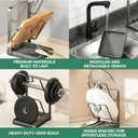 Kitchen Pot Lid Storage Rack, Double Layer Pot Lid Organizer Rack & Holder While Cooking, Metal Pot Lid Stand with Spoon Rest and Removable Drip Tray, Space-Saving Design (Beige, 2)