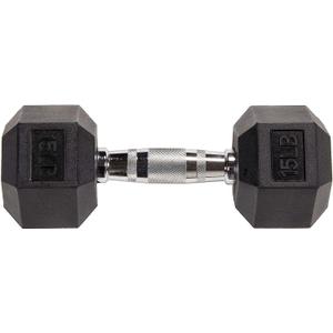 Fitvids Rubber Coated Hex Dumbbell Set with Storage Rack, 15 LB Hand Weight Set with Anti-Slip Grip for Home Gym