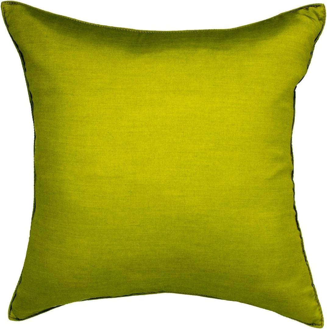Solid Base Color Throw Pillow Covers Silk Premium Grade Case Cushion Cover for Sofa Couch Chair Bed Insert Not Included 16 x 16 inches (1, Lime Green)