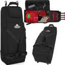 Large Rolling Baseball Bag with Wheels,Softball Catcher Gear Bag for 4 Bats with Fence Hooks ,Portable Roller Baseball Bag with Separate Shoe Space,Baseball Equipment Bag Holds Bat, Helmet and More (36"x12.2"x12.2")