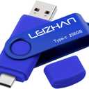 leizhan 3.0 USB C Flash Drive 256GB, Type C Photo Stick for HTC 10,Huawei P20,Samsung Galaxy S10, S9, Note 9, S8, S8 Plus, Blue