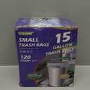 15 Gallon Trash Compactor Bags with Drawstring - 120 Count Heavy Duty 1.7 Mil Garbage Bags 56 Liter Tall Kitchen Bin Liners Unscented White for Home Yard Lawn