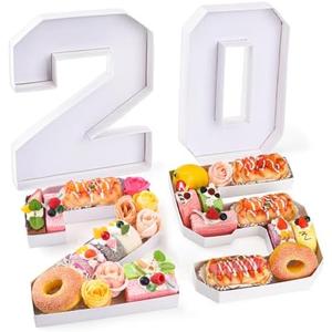 Datyiiha 2025 Set Cardboard Number for Charcuterie 10.2'' Fillable Tray Charcuterie Paper Box for Graduation Anniversary Birthday New Year Party Decorations Chocolate Cookies Goodie Cupcake Box