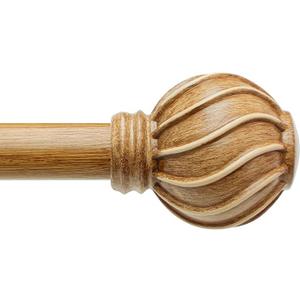 Lootkell Natural Wood Curtain Rods for Windows 48 to 84 Inches Adjustable Length Heavy Duty 7/8" Diameter Window Curtain Rod with Decorative Finials for Outdoor Farmhouse Bedroom Kitchen Living Room