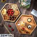 Snack and Serving Tray Set 13" Divided Bamboo Appetizer Platter for Dry Fruit, Nuts, Cheese and Charcuterie (Bamboo, 13"x11")