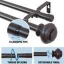 H.VERSAILTEX Double Curtain Rods for Windows 16.2 to 43.8 Inches, 3/4 inch Diameter, Adjustable Decorative Telescoping Heavy Duty Drapery Rod, Bronze