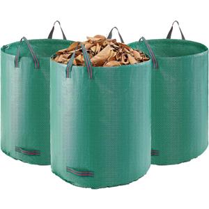 VEVOR 3-Pack 72 Gallon Reusable Yard Waste Bag, Large Lawn Garden Bags, Heavy Duty Collapsible Garden Leaf Trash Container, Stand-Up Grass Clipping Bin, with Reinforcement Ring and Handles, 26.4x30 in