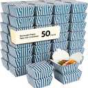 Restaurantware Paper Food Box 50 Count 30 Oz Leakproof Paper Lunch Box Greaseproof Food Container Tab-Lock Design 5.1 x 4.1 x 2.6 Inches Recyclable Blue