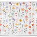 QGFM Wildflower Nursery Wall Decor, Girls Room Wall Decor, Boho Floral Nursery Tapestry Wall Hanging for Toddler Baby Girl Room Bedroom Playroom Decor, 35x59 Inches