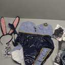 NSPSTT Blue Bunny Costume Bunny Suit Cosplay Woman Denim Suit, Size M
