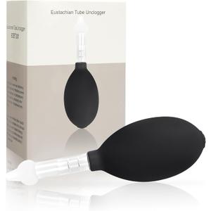 Eustachian Tube Unclogger, Ear Popper Ache Clogged Congestion Tinnitus Migraine Relief Device, Inner Ear Pressure Balance (Black, One Size)