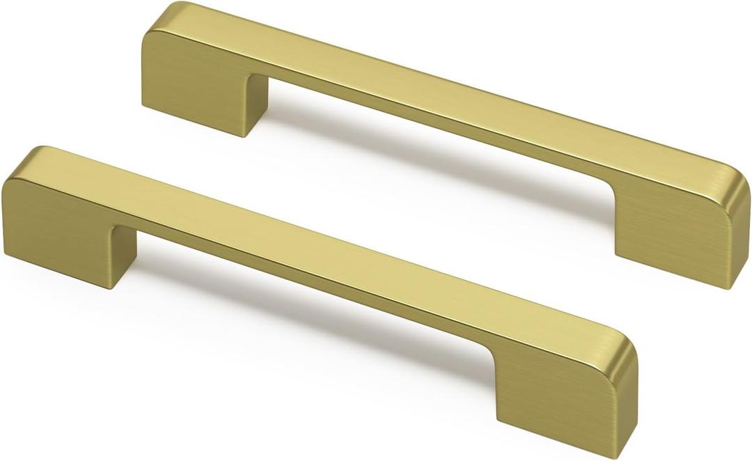 Rergy Cabinet Pulls Kitchen Handles for Cabinets, 10Pack Bronze Gold 5inch Hole Center, Square Drawer Hardware Zinc Alloy Dresser Handle for Cupboard