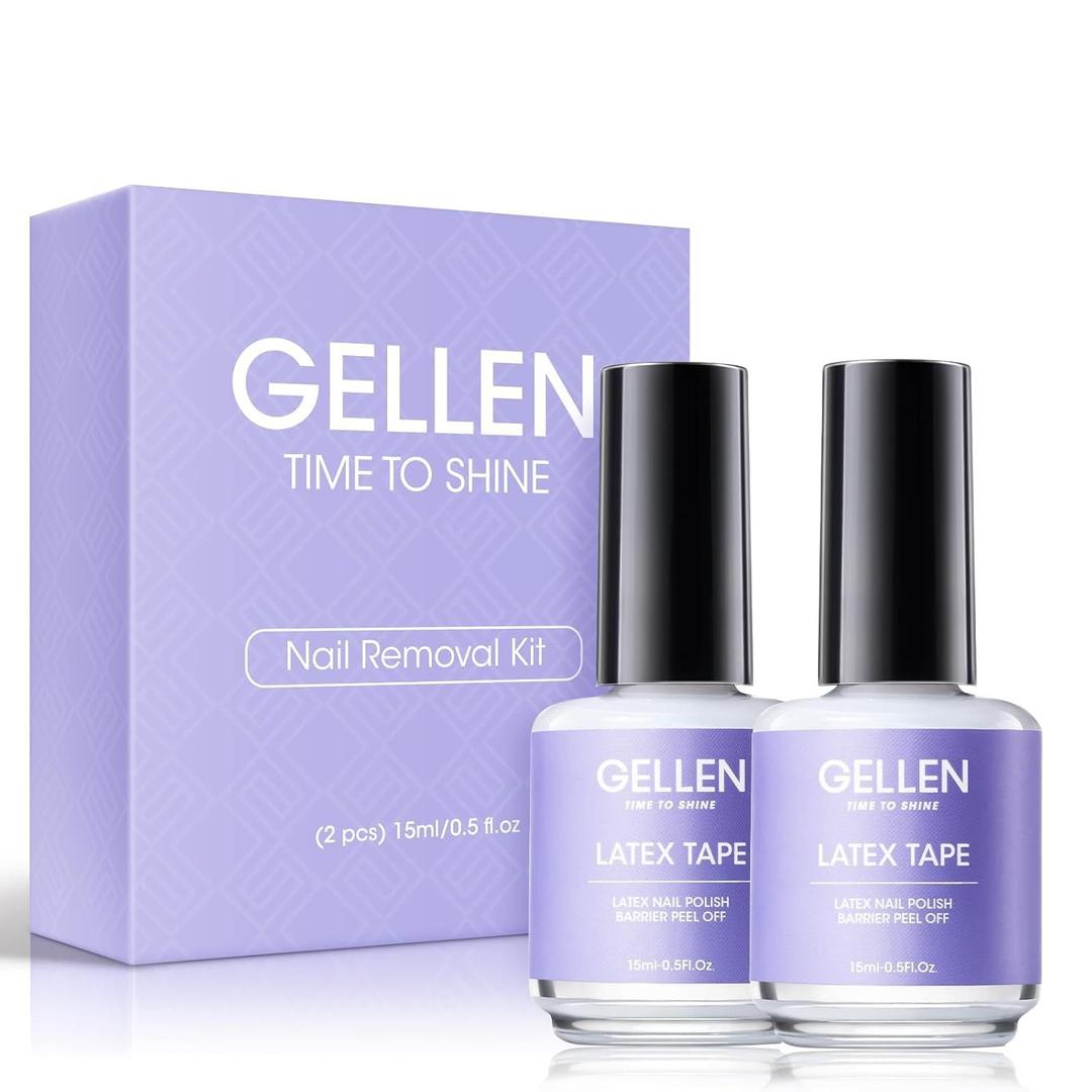 Gellen Gel Nail Polish Remover Latex Tape Kit, Gel Polish Latex Tape Peel off for Nails, 2Pcs 15ML