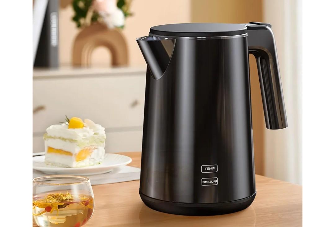 Electric Kettle 1.0L 1200W, 7 Temp Settings, 4H Keep-Warm, Fast-Boil Stainless Steel Electric Tea Kettle, 120V Water Boiler with Auto-Shut Off, Cool Touch PP Exterior for Home Office, Black