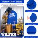 Metal Arch Stand and Cover Set,1 Royal Blue Spandex Fitted Backdrop with 1 Gold Wedding Arched Stand Frame for Parties Birthday Baby Shower Bridal Banquet Decoration (7.2FT)