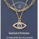 PPJew Layered Evil Eye Necklaces for Women 18K Gold Plated Dainty Chocker Necklace Delicate Jewelry Gift for Women GirlsGold/Silver