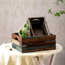 TIMRIS Set of 3 Rustic Distressed Wood Nesting Crates, Farmhouse Decorative Wooden Storage Boxes, Large Vintage Reclaimed Wood Baskets for Display (Random)