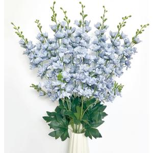 8 pcs Dusty Blue Delphinium Artificial Flowers, 34.25''Artificial Snapdragon Flowers Tall Fake Flowers Silk Flowers Faux Delphinium Bulk for Tall Vase Home Wedding Garden Table Decor (Dusty Blue)