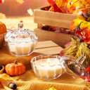 4 Pcs Pumpkin Shaped Candle Jar Fall Scented Pumpkin Spice Candles for Home Autumn Decor Natural Soy Wax Thanksgiving Gift (Transparent)