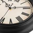 Plumeet Extra Large Retro Wall Clock, 16'' Non Ticking Classic Silent Vintage Wall Clocks Decorative Kitchen Living Room Bedroom, Roman Numerals, Battery Operated, Black