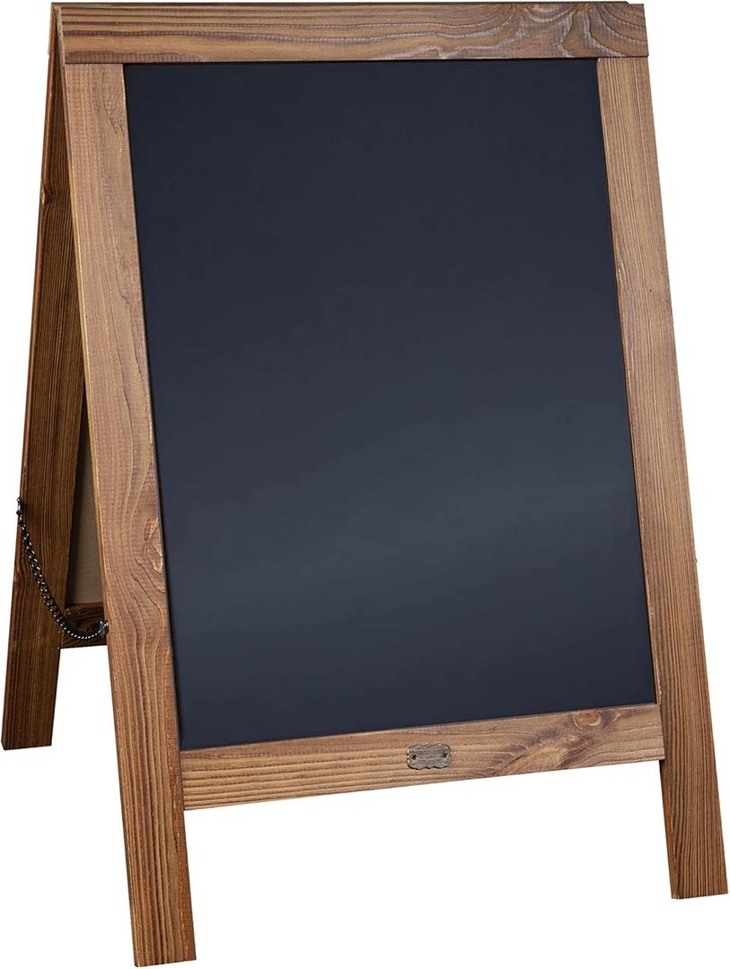 A Frame Chalkboard by HBCY Creations: 20x30 Solid Wood A-Frame Sign Rustic Brown Double-Sided Magnetic Board,Chalkboard Menu Board, for Restaurants, Cafs, Weddings - Heavy Duty Hinges, Torched Brown