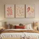 Large Framed Pink Matisse Botanical Floral Canvas Wall Art, Set of 3, 20"W x 30" H x 3Pcs