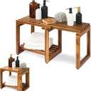 Waterproof with Storage Shelf for Shaving Legs, Spa, Bath Seat in Bathroom, Inside Shower Stool for Adults Seniors Elderly