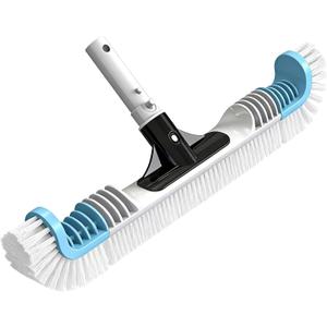 YASHINE 20" Pool Brush Head, Heavy Duty Pool Cleaning Brush for Inground & Above Ground Pool Walls, Tiles & Floors, Curved Ends Pool Scrub Brush, Durable Handle & Premium Strong Bristle (Blue White)
