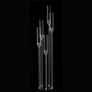 5 Arm Floor Candelabra,Acrylic Floor Candle Holder for Wedding Centerpiece Tall Clear Candle Holders for Ceremony Birthday Party Home Decoration Fit 0.8 LED Candles (1pcs)