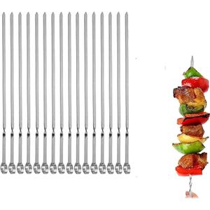 Metal Skewer for Grilling,Kabob Skewer,Flat BBQ Barbecue Skewer,Grilling Skewers Set,Reusable BBQ (10" skewer(16 pack))