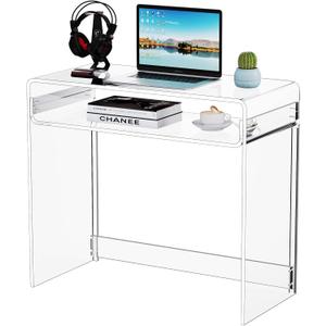 Acrylic Desk Laptop Study Table Home Office Console Table Entrance Tables, 33.5'' x 15.7'' x 29.5'' (Clear)