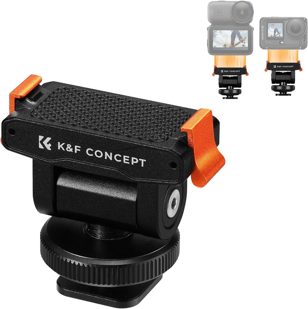 K&F CONCEPT Cold Shoe Mount Compatible with DJI Osmo Nano/Osmo Action 6, Action Camera Magnetic Quick Mount Holder, Tripod Adapter Hot Shoe Camera Connector with 1/4" Screw Hole