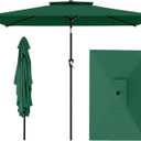 AreShark 6.5'x10' 2 Tiers Rectangular Patio Umbrella - Outdoor Umbrella Waterproof UV Protection, Market Table Umbrella w/Push Button Tilt for Pool, Lawn, Balcony(Dark Green)
