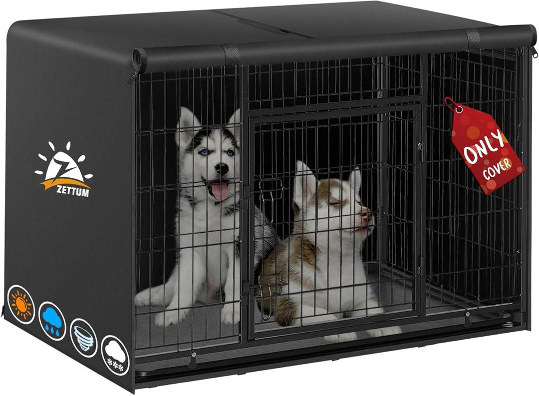 Zettum Dog Crate Cover 36 Inch - 600D Dog Kennel Cover, Heavy Duty Dog Crate Cover Universal Fit for 36 Inch Wire Pet Crates, Waterproof Small Dog Cage Cover (Crate Cover only) (36 x 24 x 24.5 Inch)