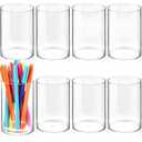 Kifmurase 8 Pack Clear Acrylic Pen Holder, Round Pencil Holder for Desk Pen Cups Makeup Brush Holders Stationery Organizer for Office School Home Desk Accessories