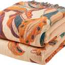 Boho Throw Blanket for Bed, 100% Cotton Soft Rustic Quilt Fall Blanket, 60"x80" Floral Printed Farmhouse Decor Bed Blankets, All Season Rustic Reversible Bohemian Throw Quilt (J-flowers Tulips)