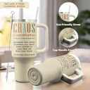 2 x Gifts For Women - Chaos Coordinator Birthday Christmas Mother Day Gift for Mom Sister Best Friend Boss Coworker Manager Teacher Assistant - Funny Gift 40oz Tumbler With Handle & Straw Lid (Cream)