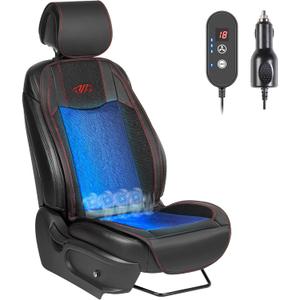 Paffenery 1Pcs Cooling Car Seat Cover Front Seat, 12V-24V Ventilated Cooling Car Seat Cushion, Cooled Seat Cover for Car SUV Truck Universal Fit, Grace Black